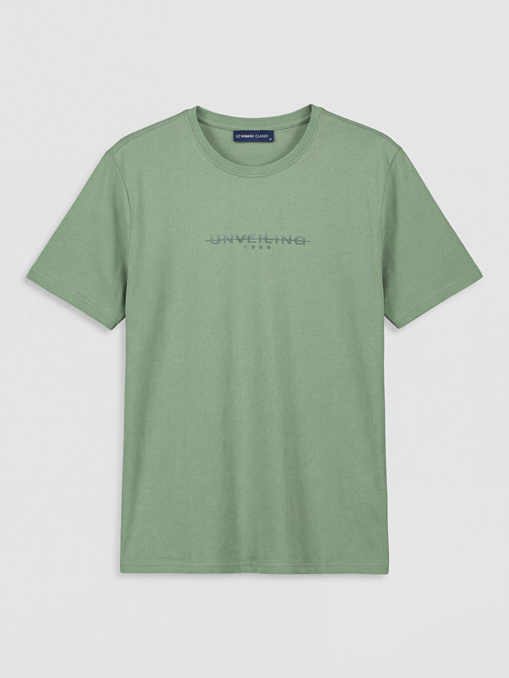 Yeşil Bisiklet Yaka Baskılı Erkek Tişört-4