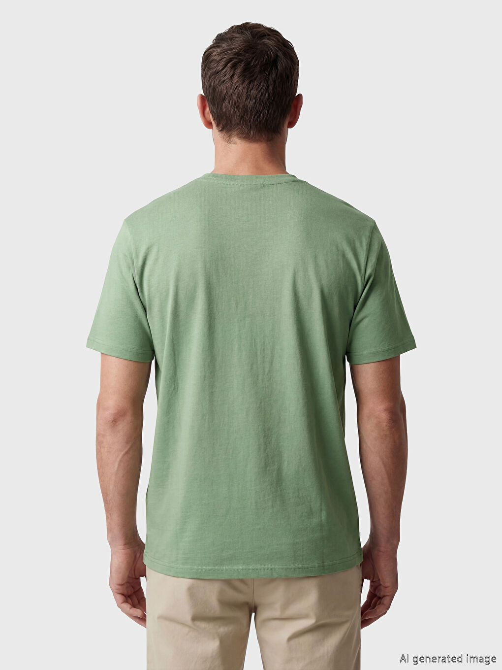 Yeşil Bisiklet Yaka Baskılı Erkek Tişört-3