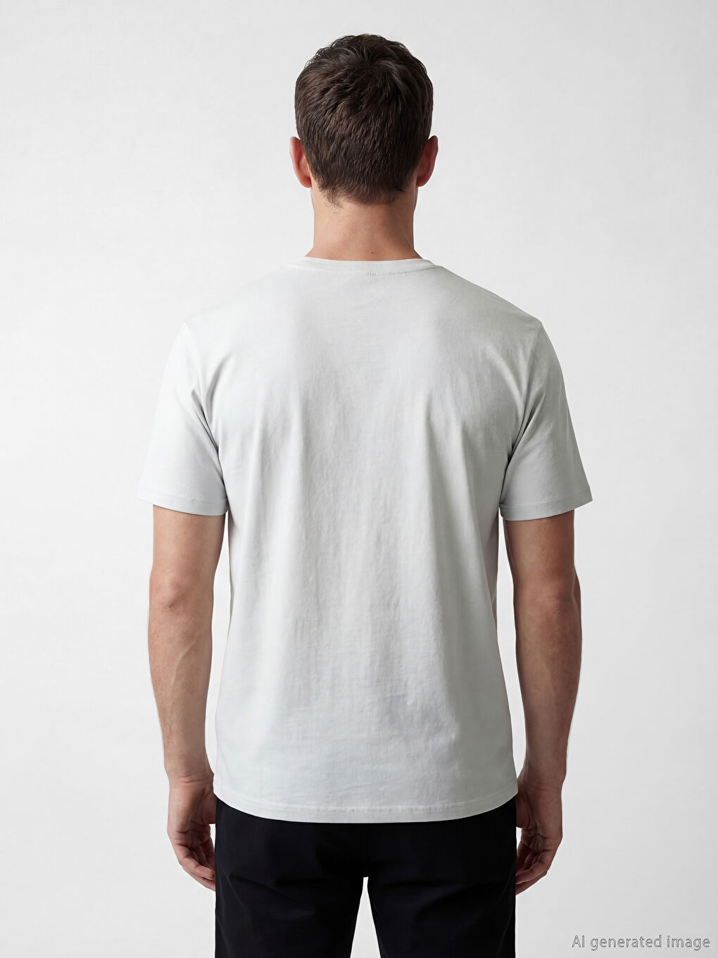 Gri Bisiklet Yaka Baskılı Erkek Tişört-3