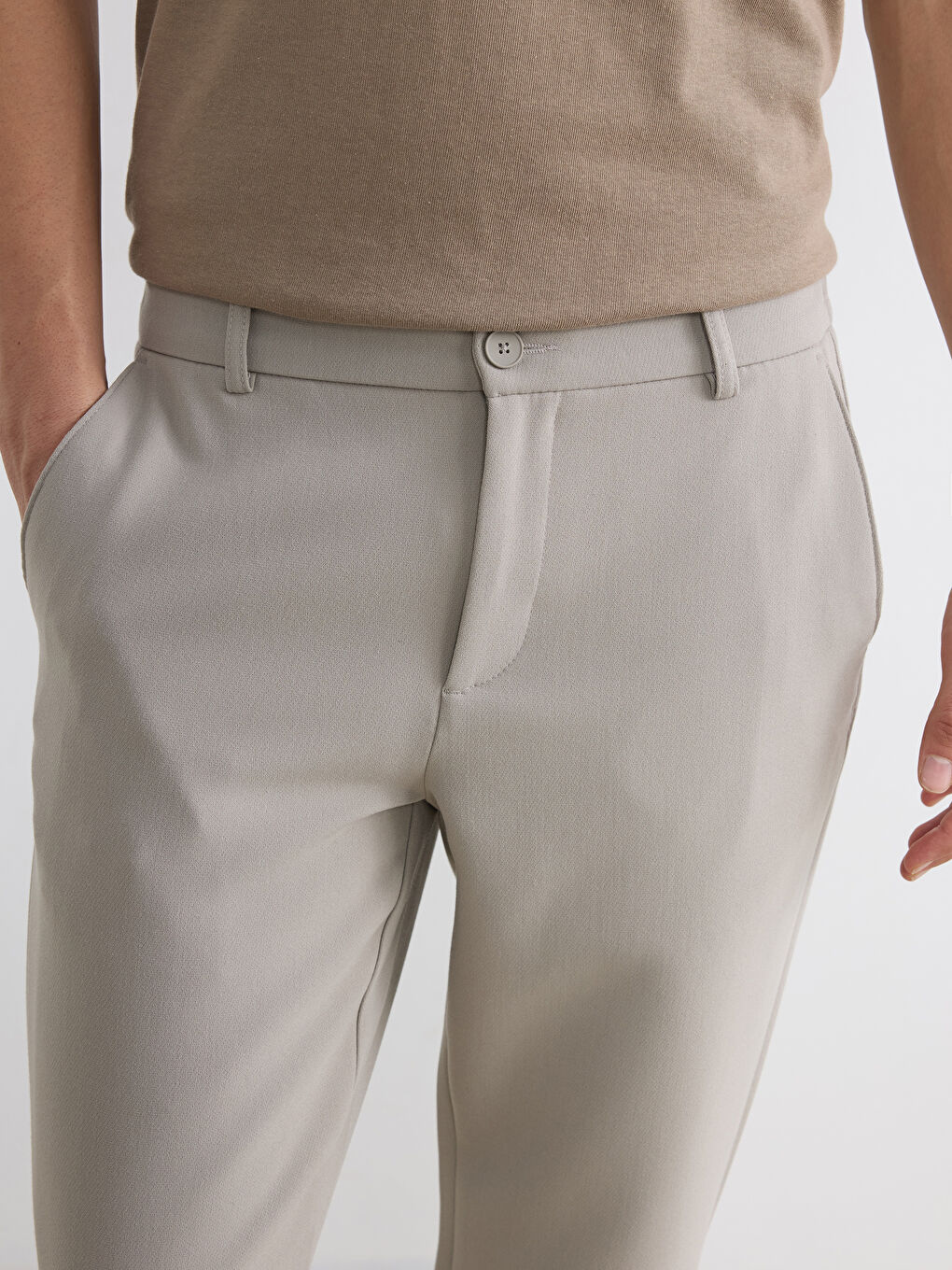 Bej Standart Kalıp Erkek Pantolon-1