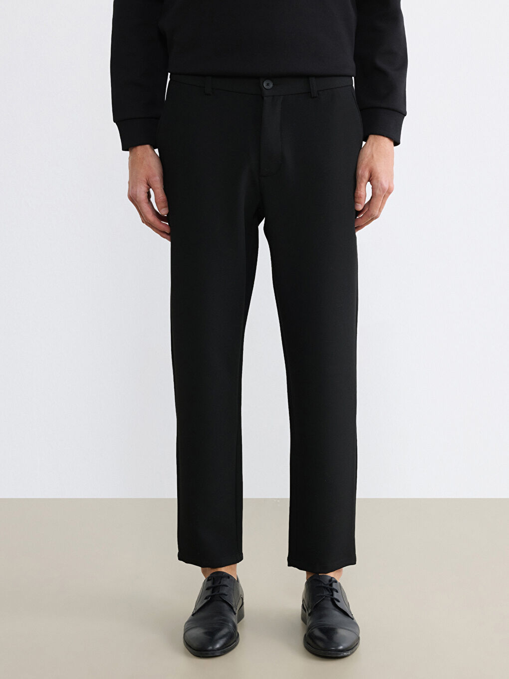 Siyah Standart Kalıp Erkek Pantolon-2