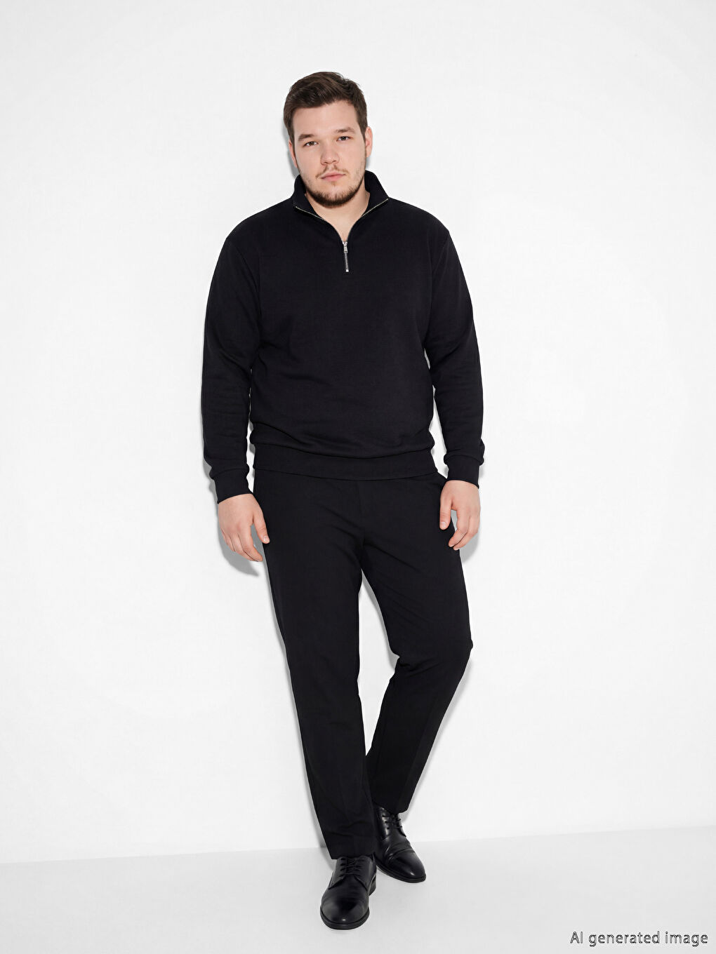 Siyah Standart Kalıp Erkek Pantolon-1