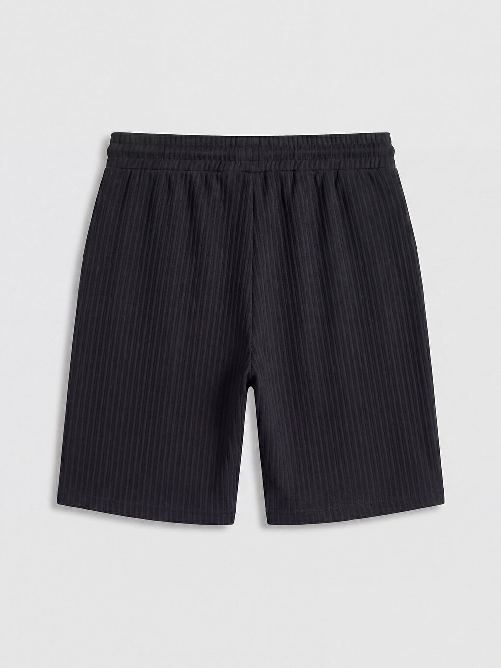 Siyah Regular Fit Çizgili Erkek Şort-5