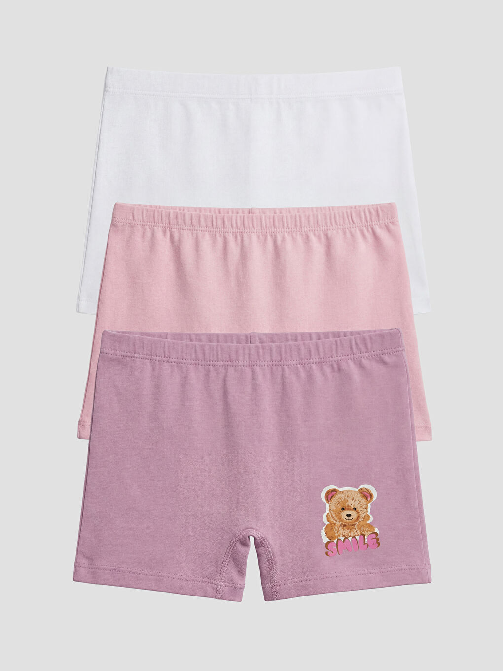 Beyaz Beli Lastikli Kız Çocuk Boxer-1