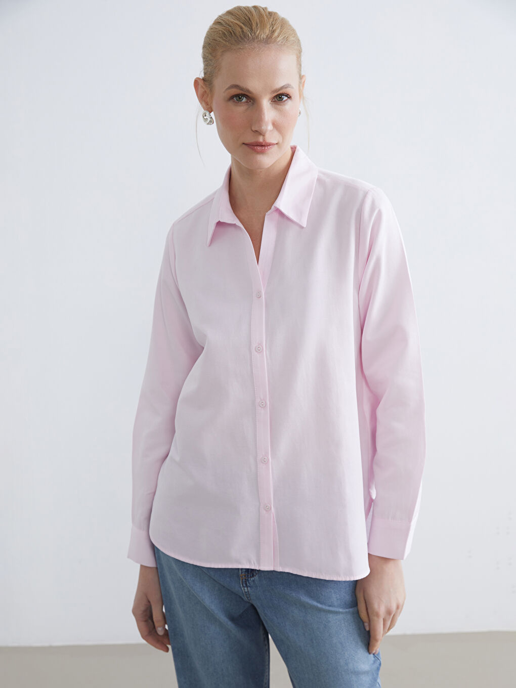 Pembe Oxford Kadın Gömlek