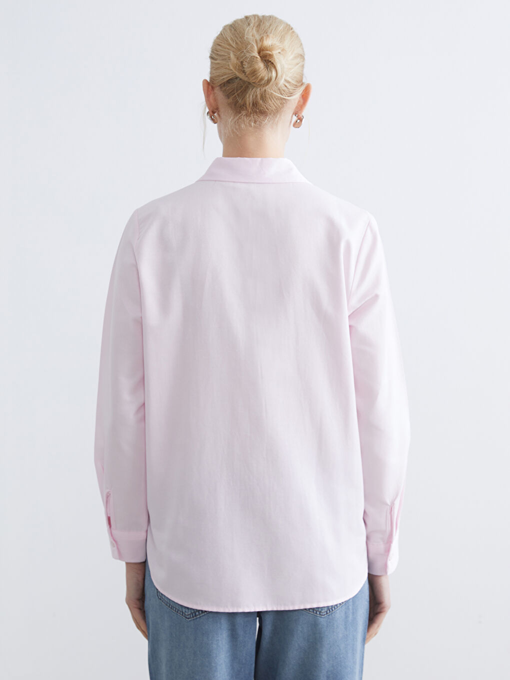 Pembe Oxford Kadın Gömlek-3