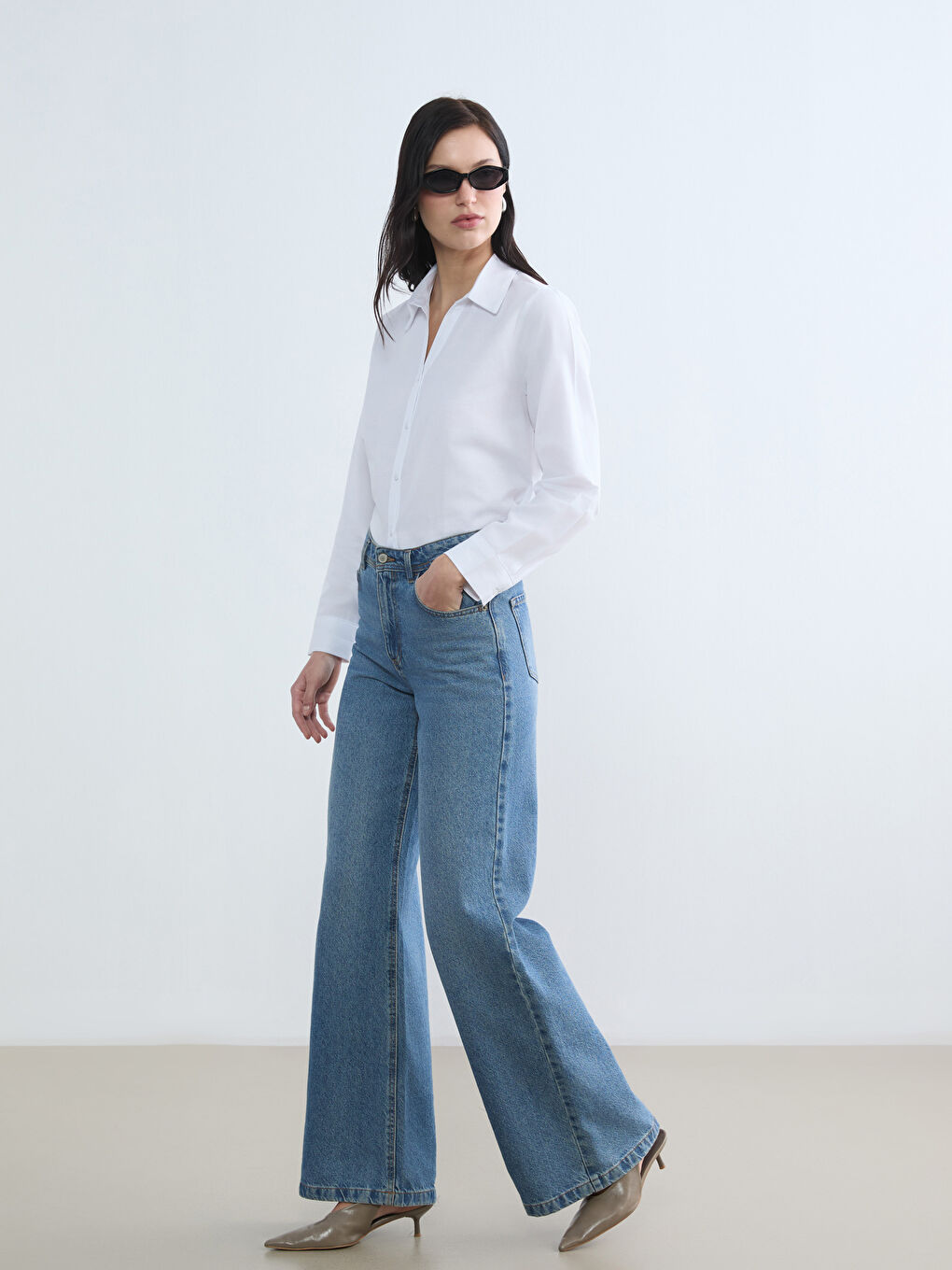 Beyaz Oxford Kadın Gömlek-1