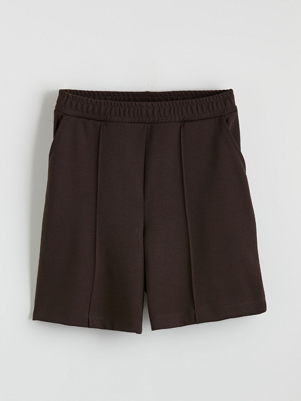 Kahverengi Beli Lastikli Kadın Spor Şort-4