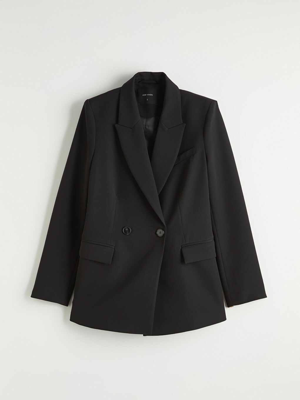 Siyah Kruvaze Yaka Kadın Blazer Ceket-5