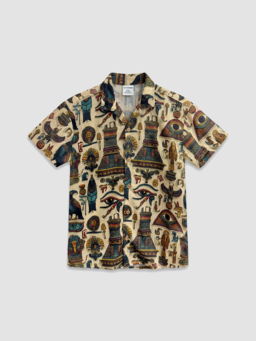 قميص بوبلين مطبوع بياقة منتجع للأولاد