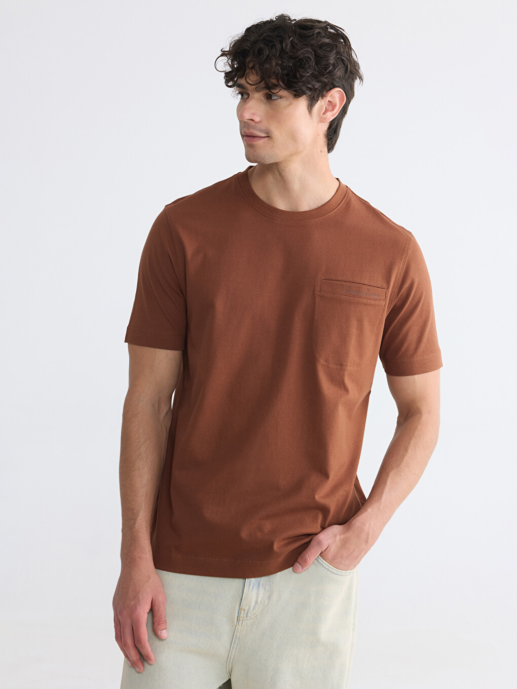 Crew Neck Embroidered Men's T-shirt