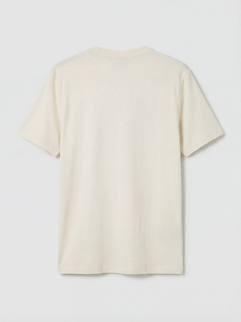 Bej Bisiklet Yaka Baskılı Erkek Penye Tişört-5