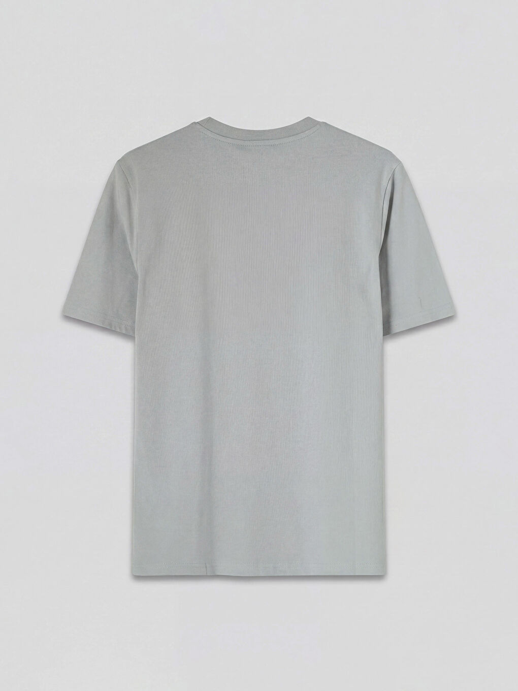 Gri Bisiklet Yaka Baskılı Erkek Penye Tişört-1