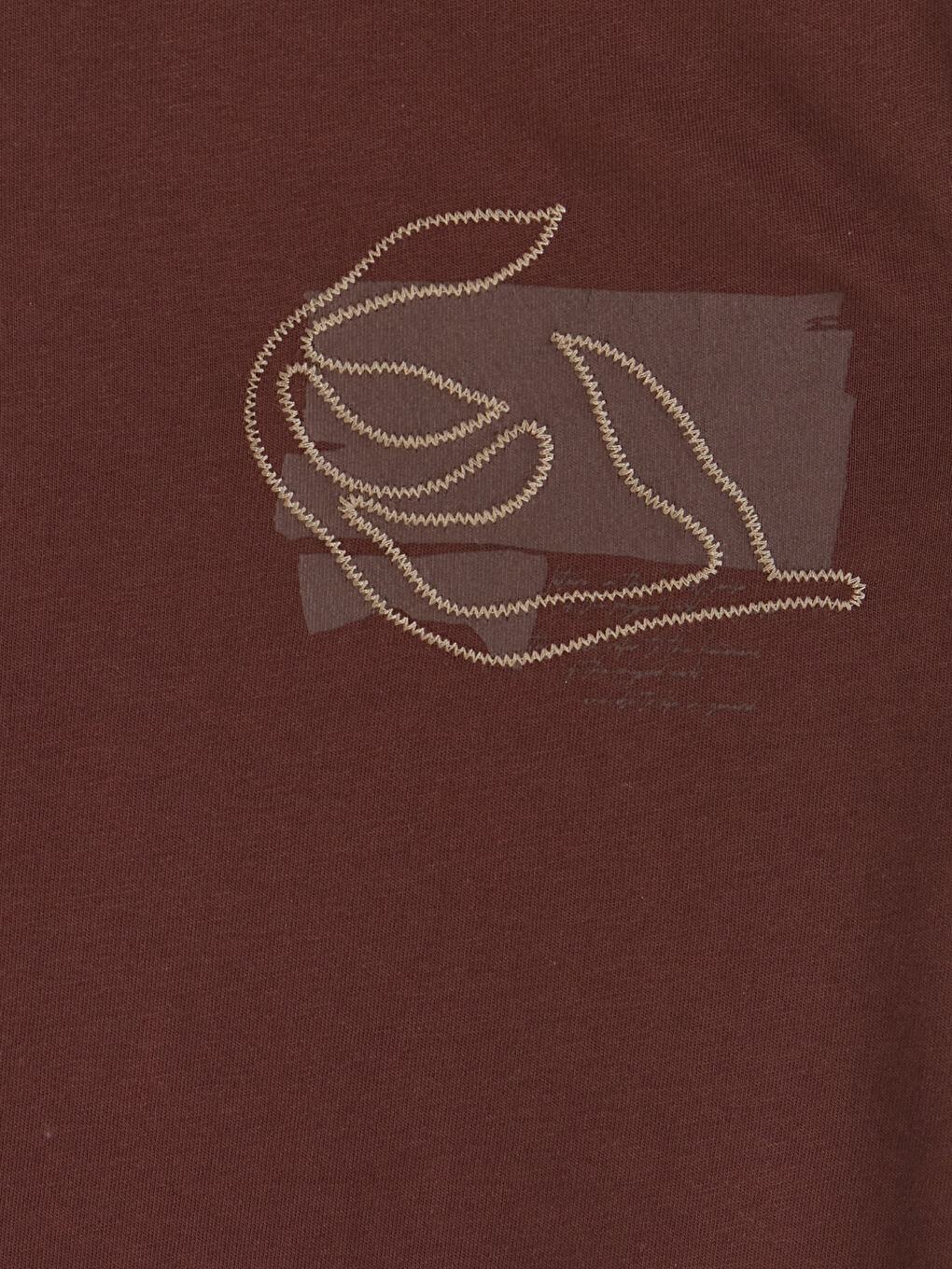 Bordo Bisiklet Yaka  Baskılı Erkek Tişört-2