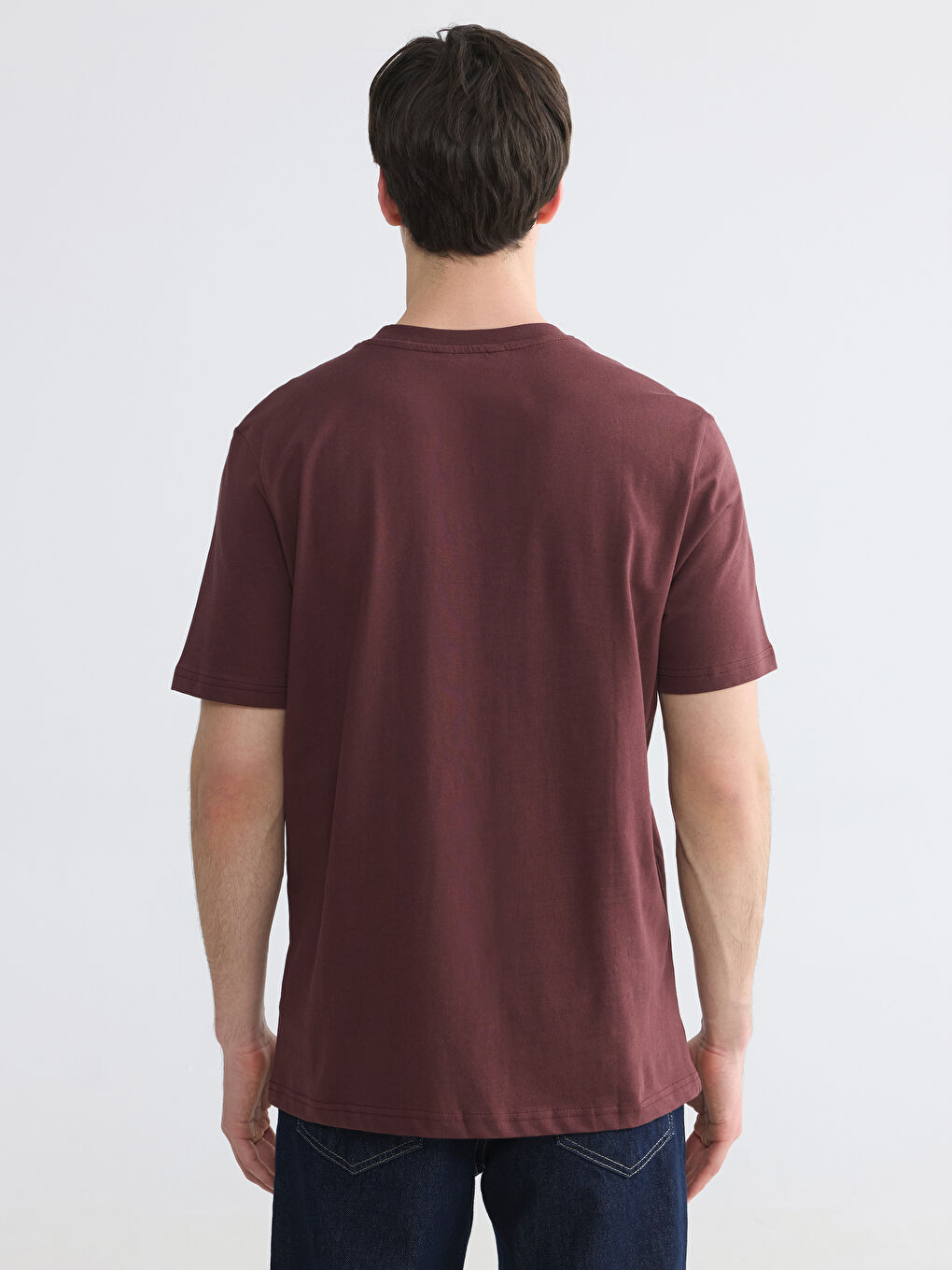 Rundhalsausschnitt Bedrucktes Herren T-Shirt-3