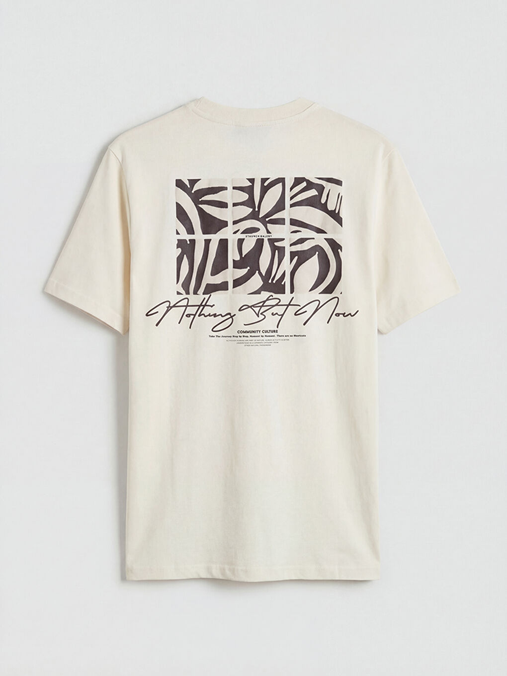 Bej Bisiklet Yaka Baskılı Erkek Tişört-1