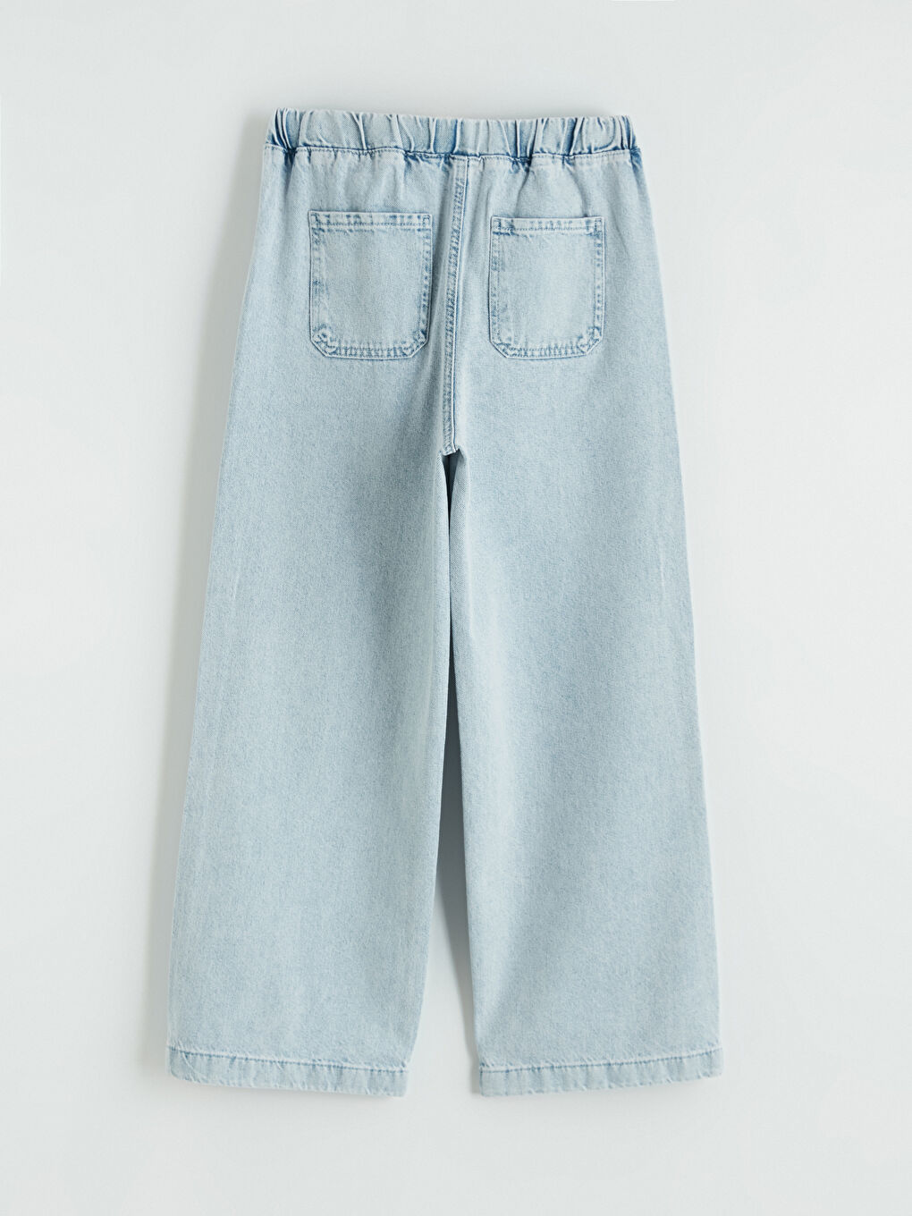 Mavi Wideleg Stitch Baskılı Kız Çocuk Jean Pantolon-2