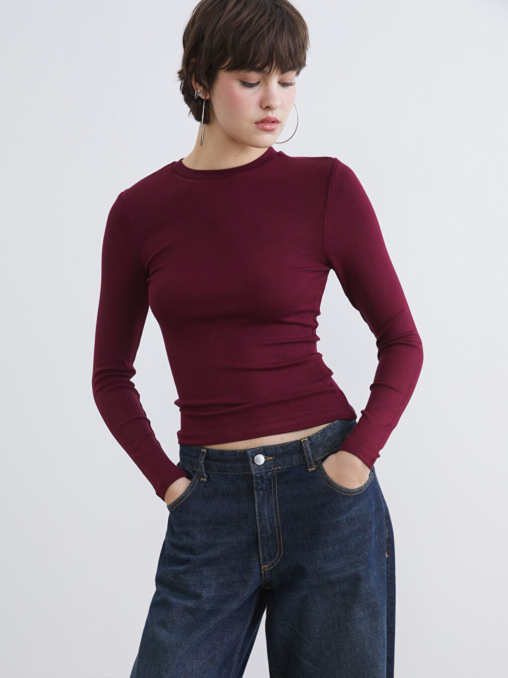 Ribbed Crew Neck Bodysuit