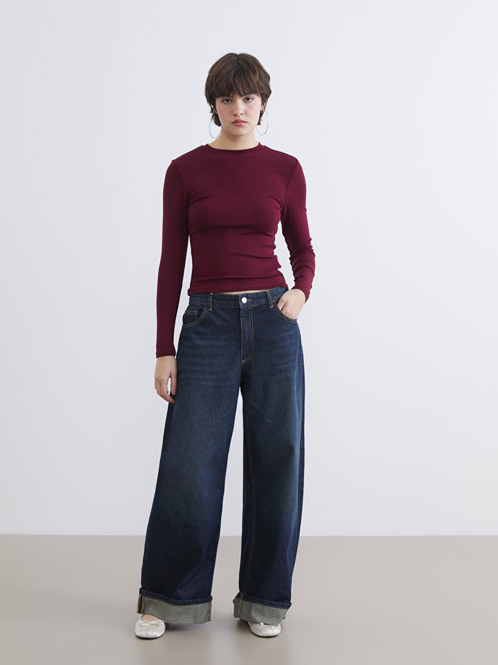 Ribbed Crew Neck Bodysuit-1