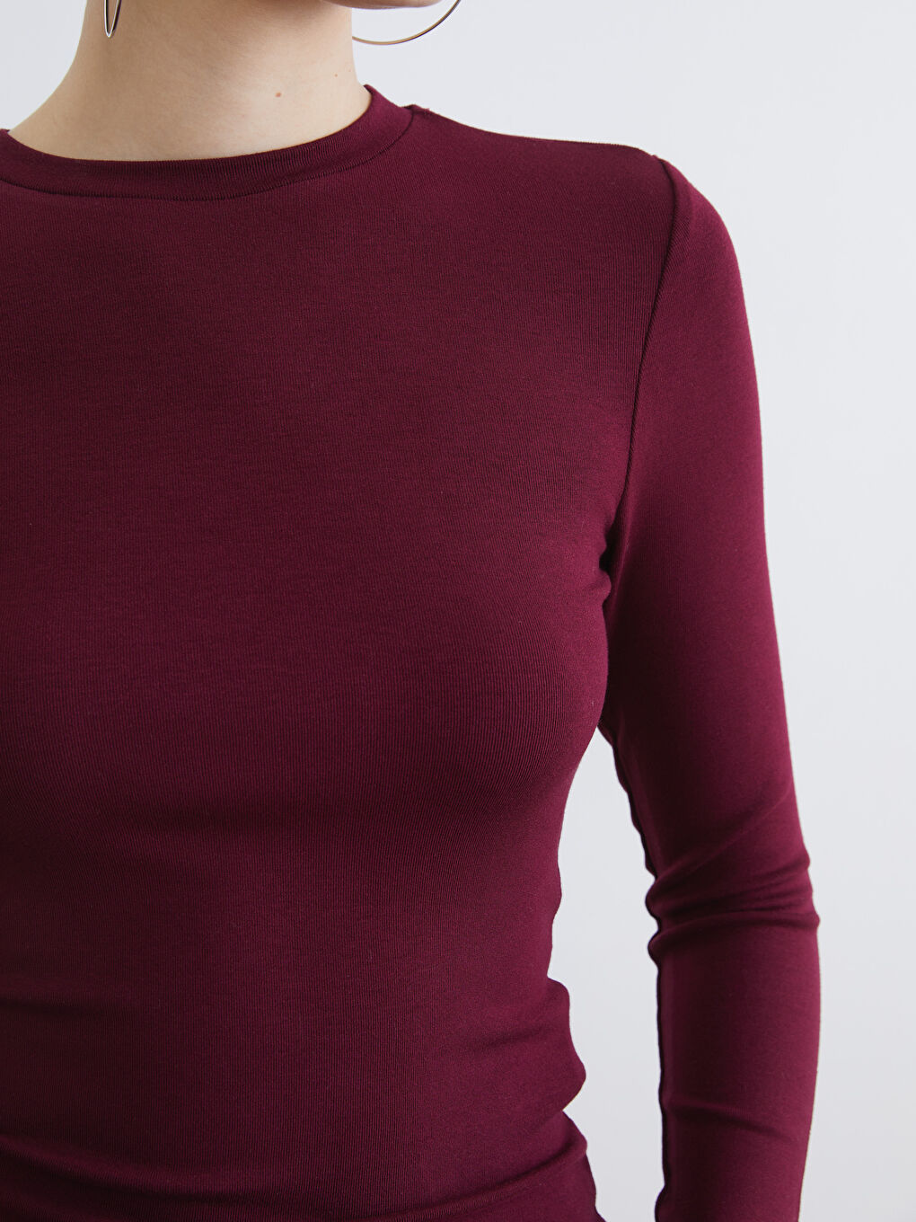 Ribbed Crew Neck Bodysuit-2