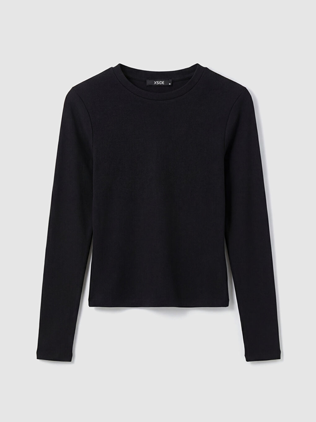 Siyah Bisiklet Yaka Fitilli Kadın Body	