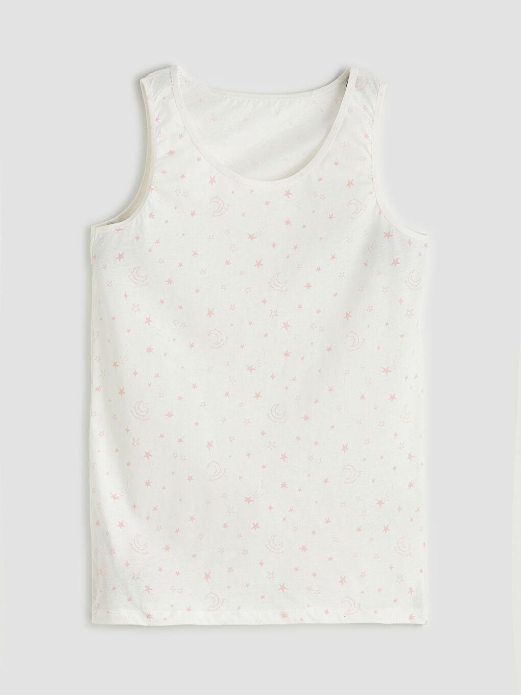 Ekru Bisiklet Yaka Baskılı Kız Çocuk Atlet 2'li-2