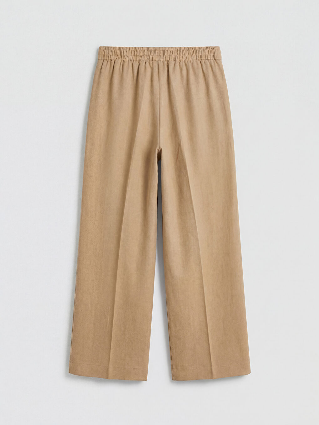 Haki Beli Lastikli Keten Karışımlı Kadın Pantolon-5