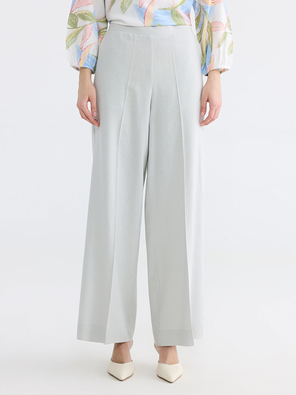 Damenhose aus Leinenmischung mit elastischem Bund-1