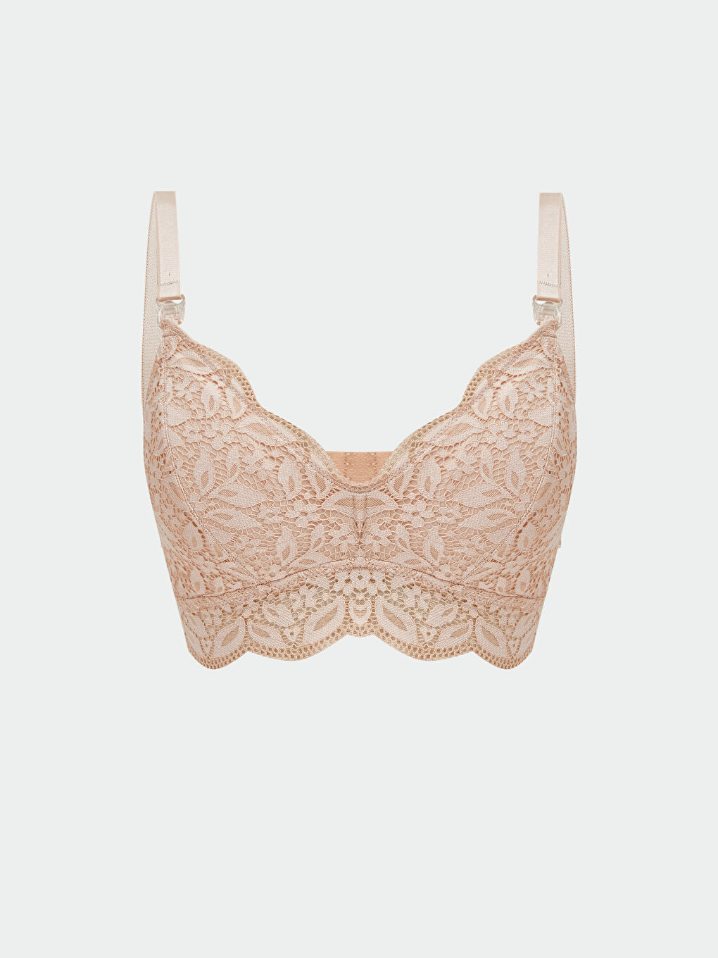 Pembe Balensiz Dolgusuz Dantelli Emzirme Sütyeni