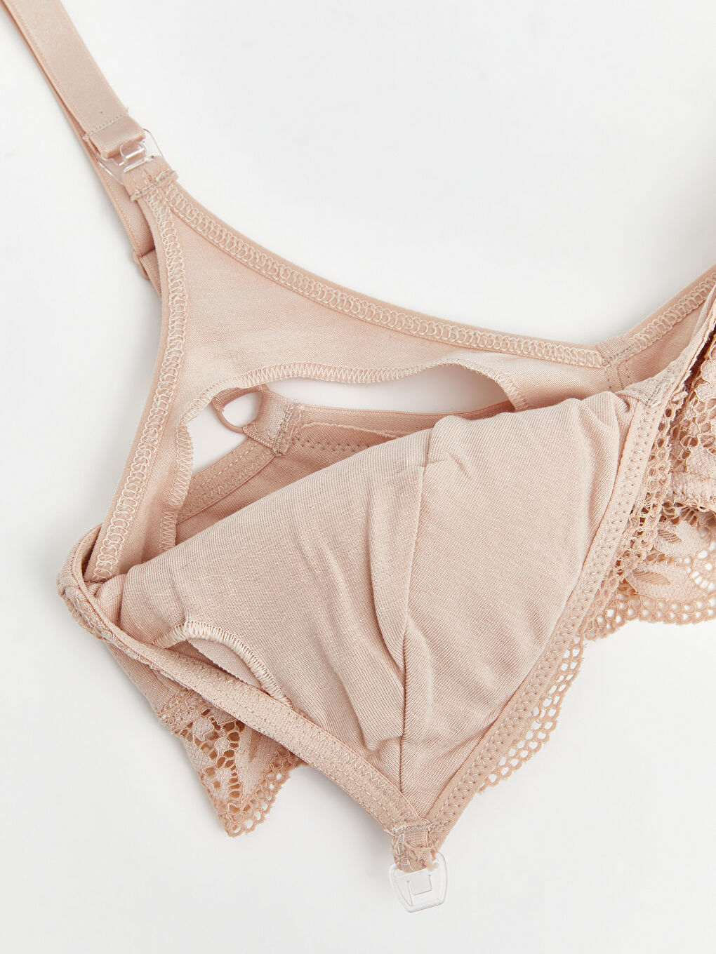 Pembe Balensiz Dolgusuz Dantelli Emzirme Sütyeni-3