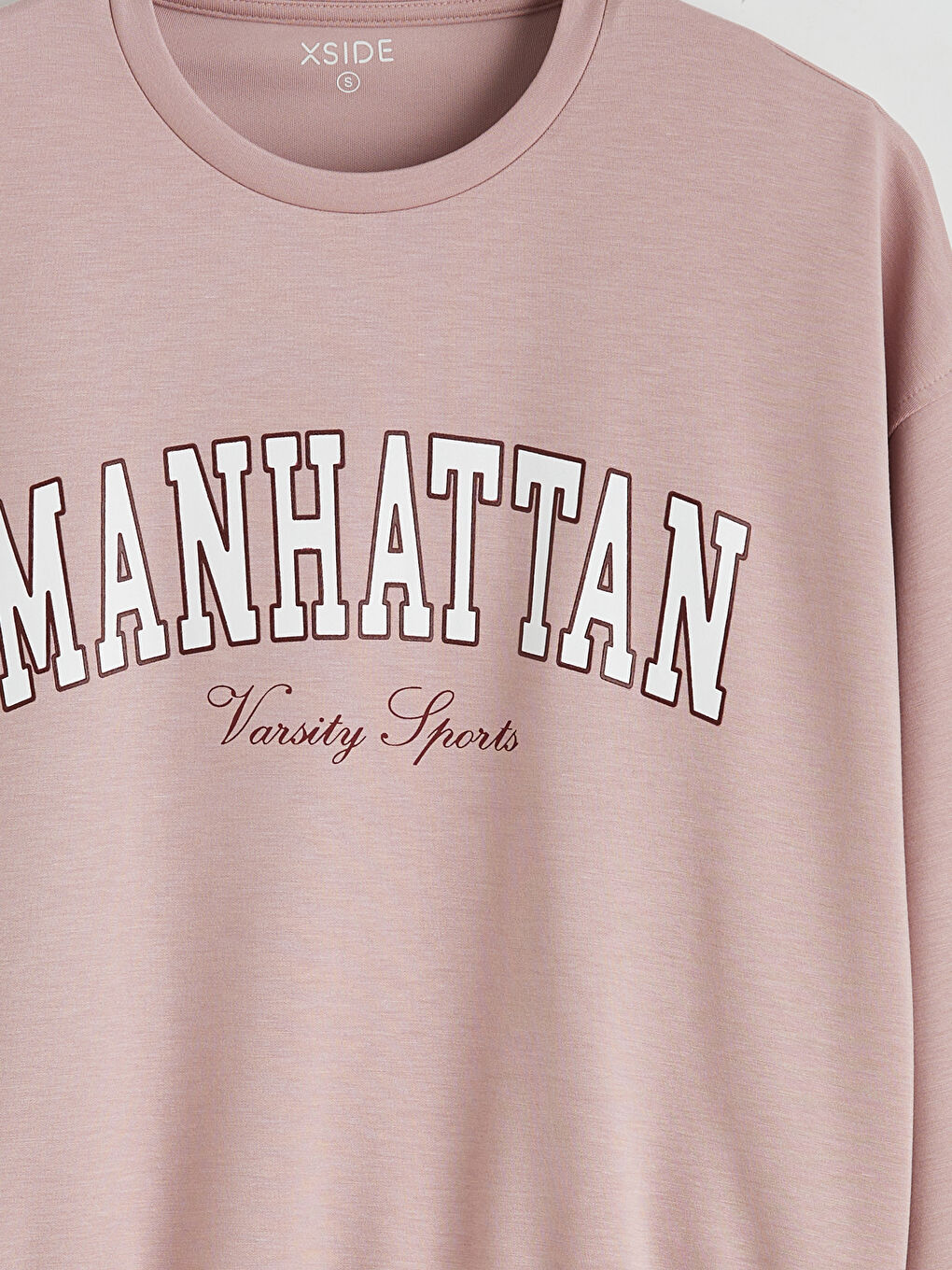 Pembe Baskılı Soft Touch Oversize Kadın Sweatshirt-1