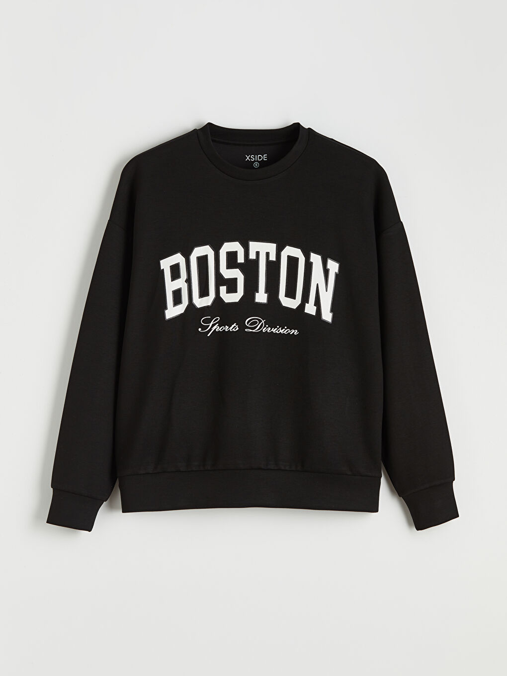 Siyah Boston Baskılı Soft Touch Kadın Sweatshirt	