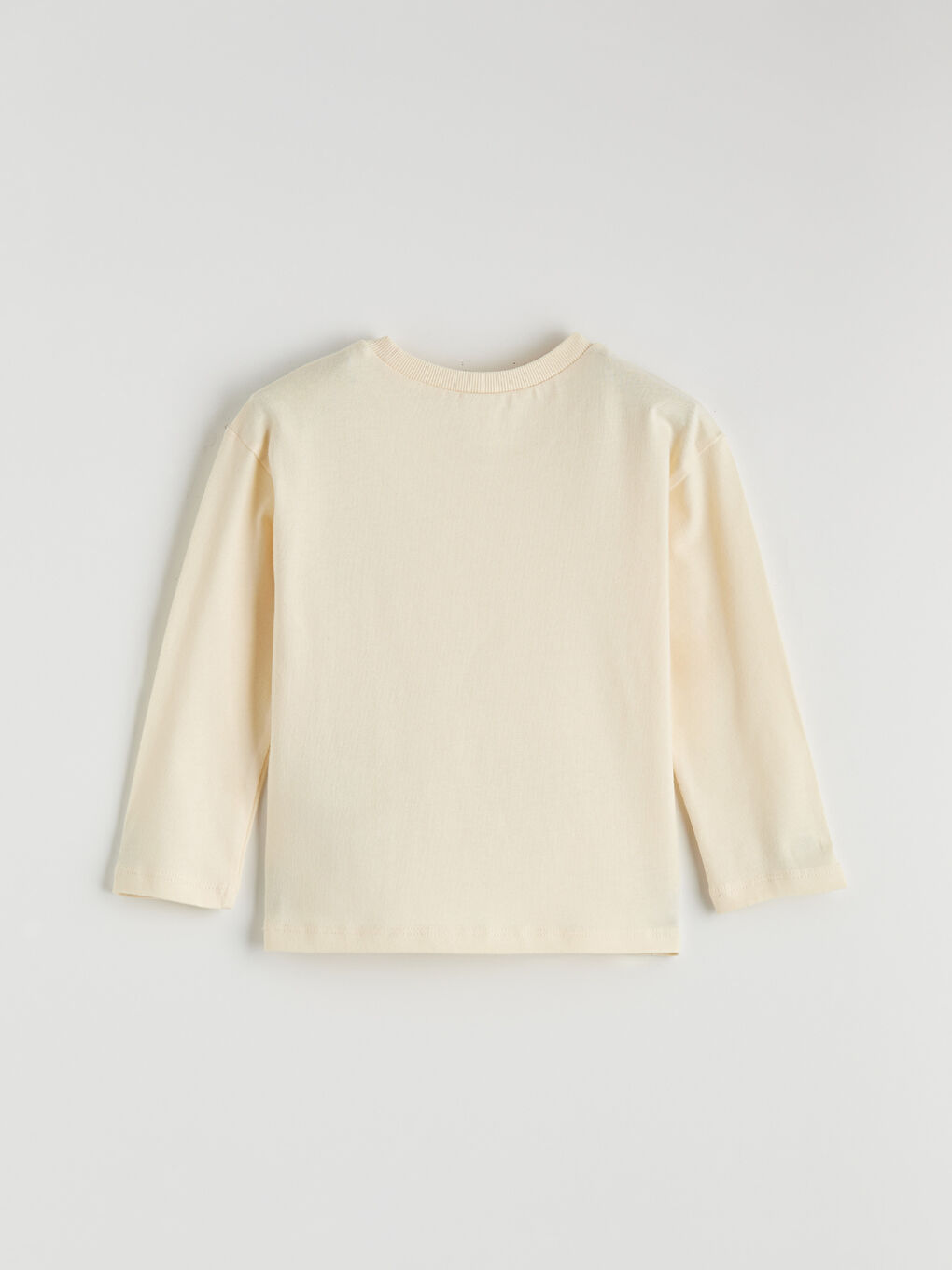 Ekru Bisiklet Yaka Baskılı Kız Çocuk Tişört-1