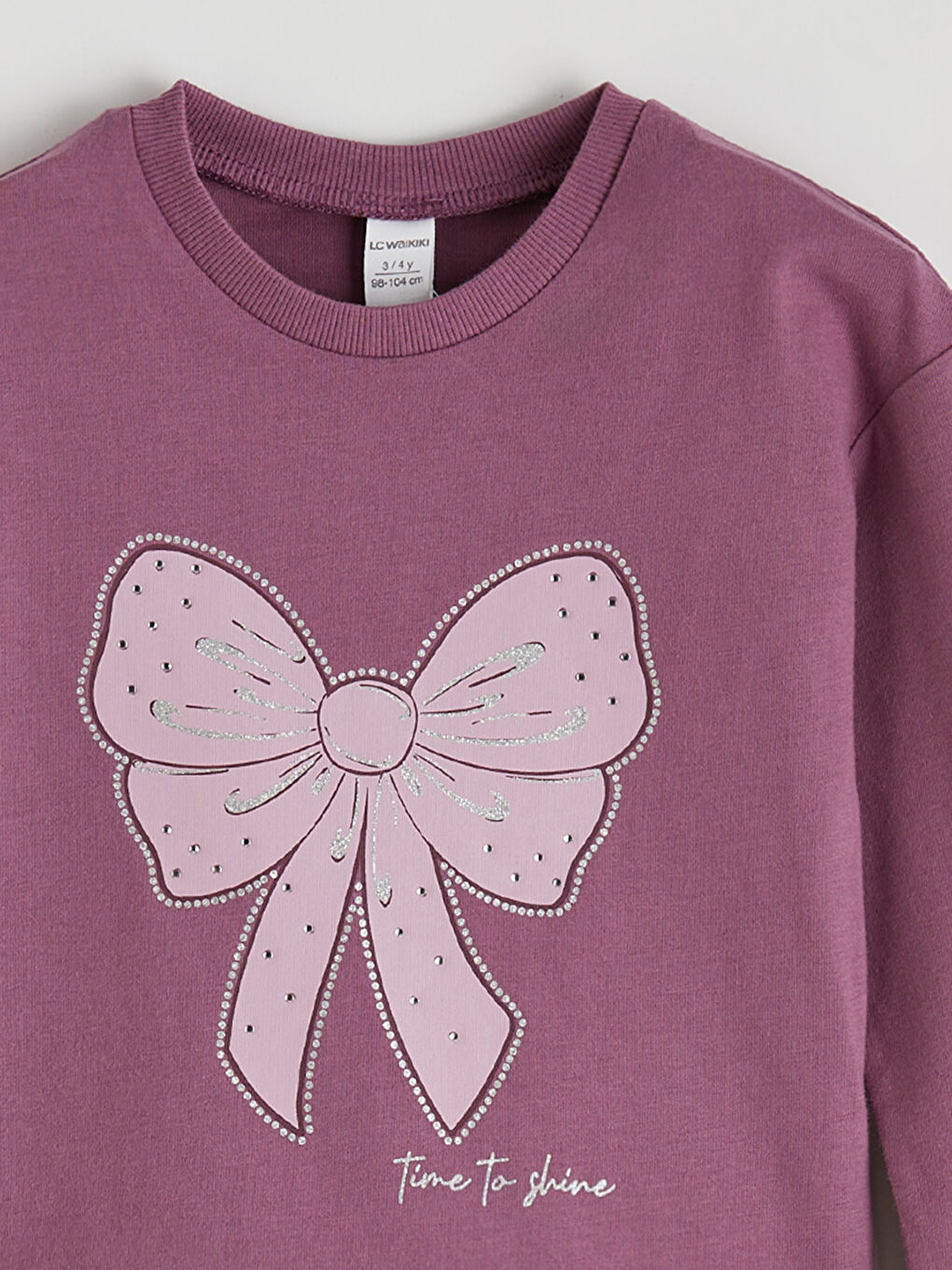 Mor Uzun Kollu Kız Çocuk Baskılı 2'li Tişört-5