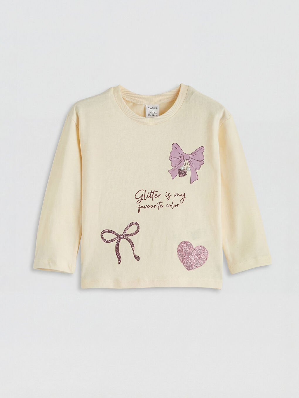 ұзын жеңді страздармен безендірілген қыздарға арналған принтті футболка 2 данадан тұратын pack-2