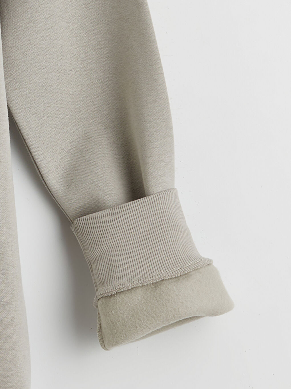 Gri Bisiklet Yaka Baskılı Erkek Kalın Sweatshirt-1