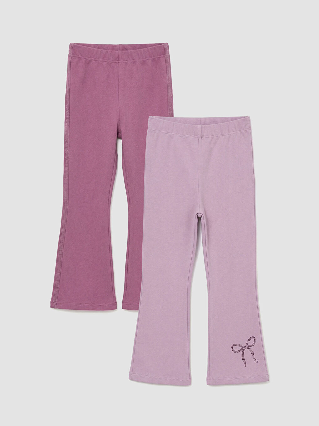 Lila İspanyol Paça Kız Çocuk Tayt Pantolon 2'li