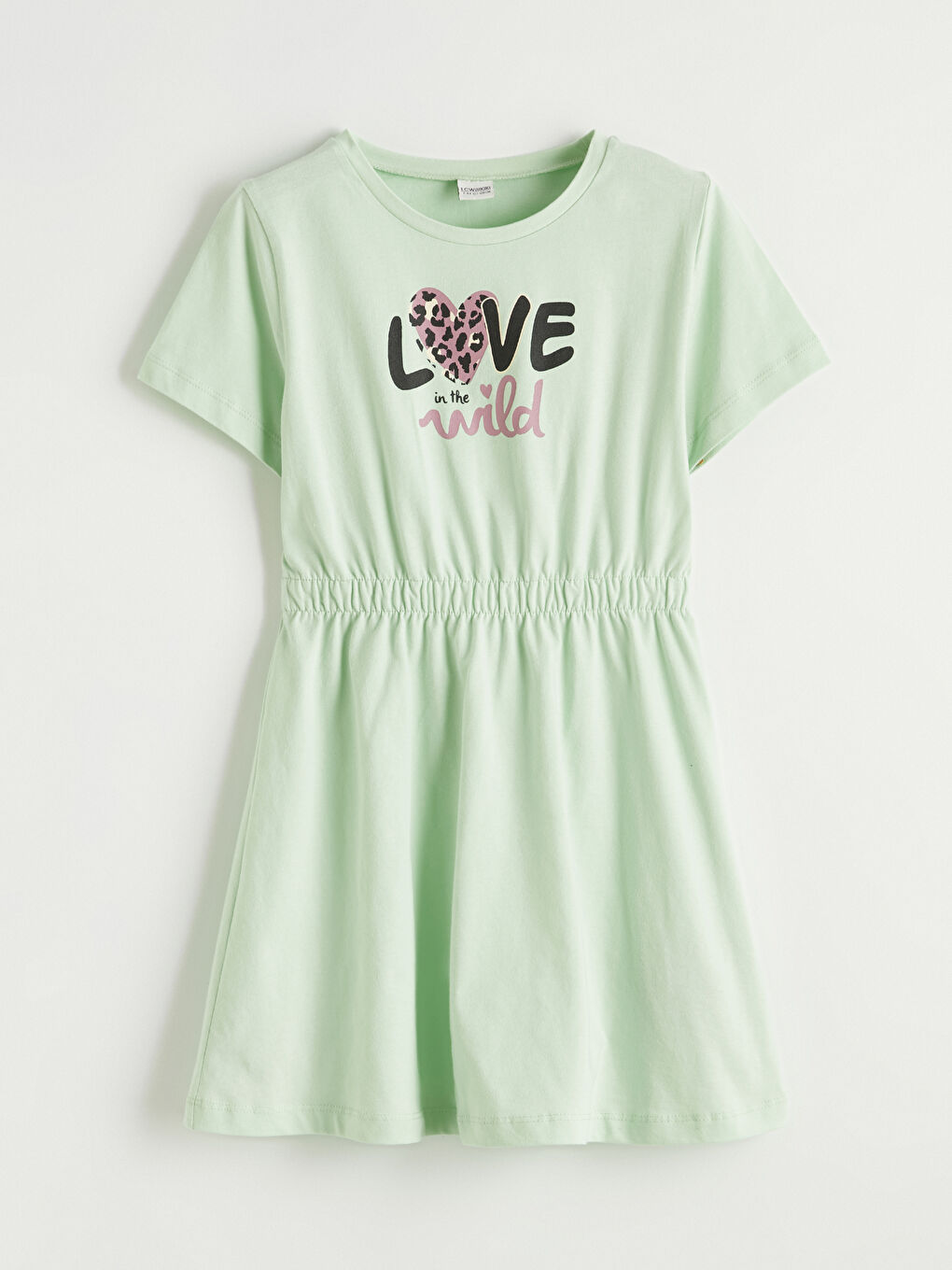 Yeşil Kız Çocuk Baskılı Penye Elbise