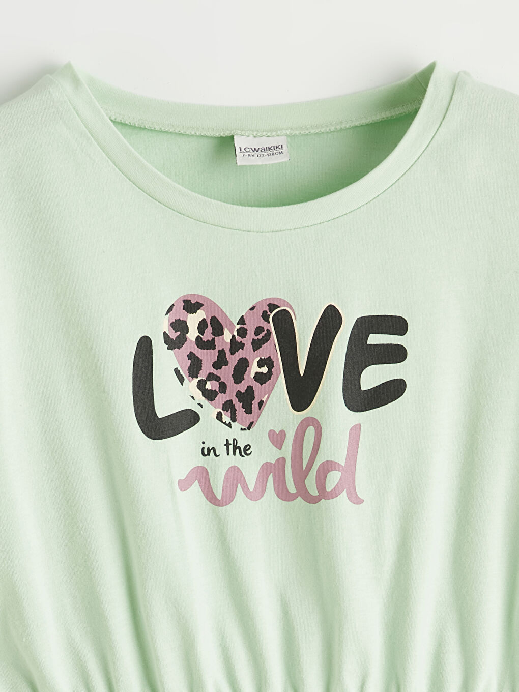 Yeşil Kız Çocuk Baskılı Penye Elbise-1