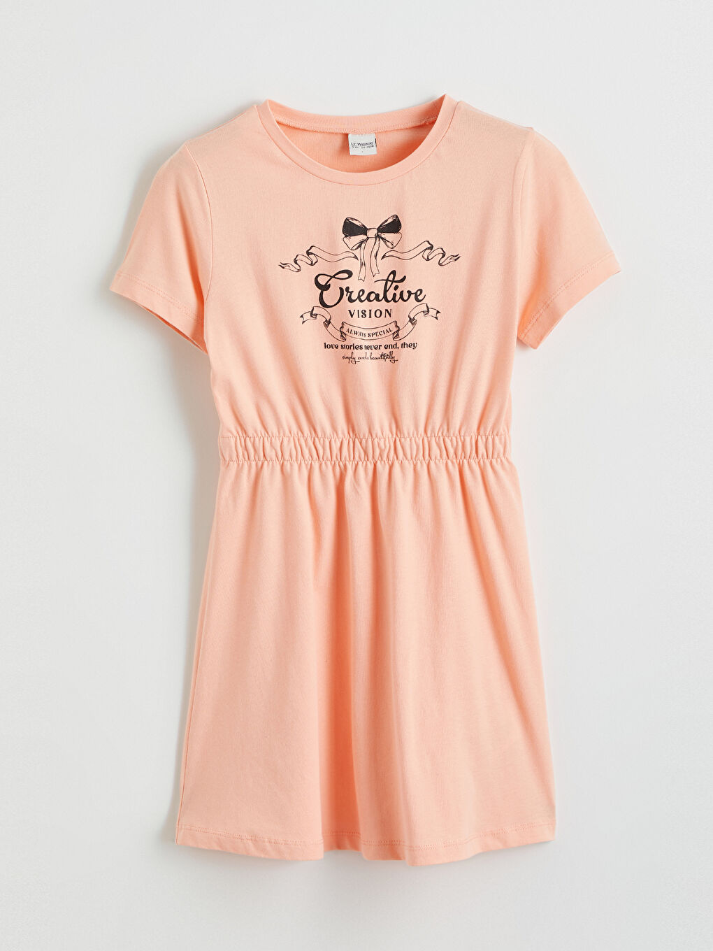 Pembe Bisiklet Yaka Kız Çocuk Elbise