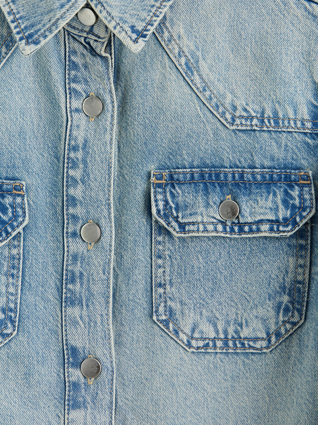 Cepli Kadın Jean Gömlek-2