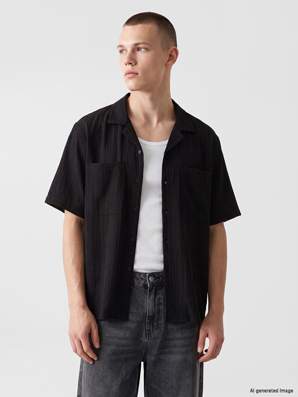 Regular Fit Crinkle Patterned Men's Shirt