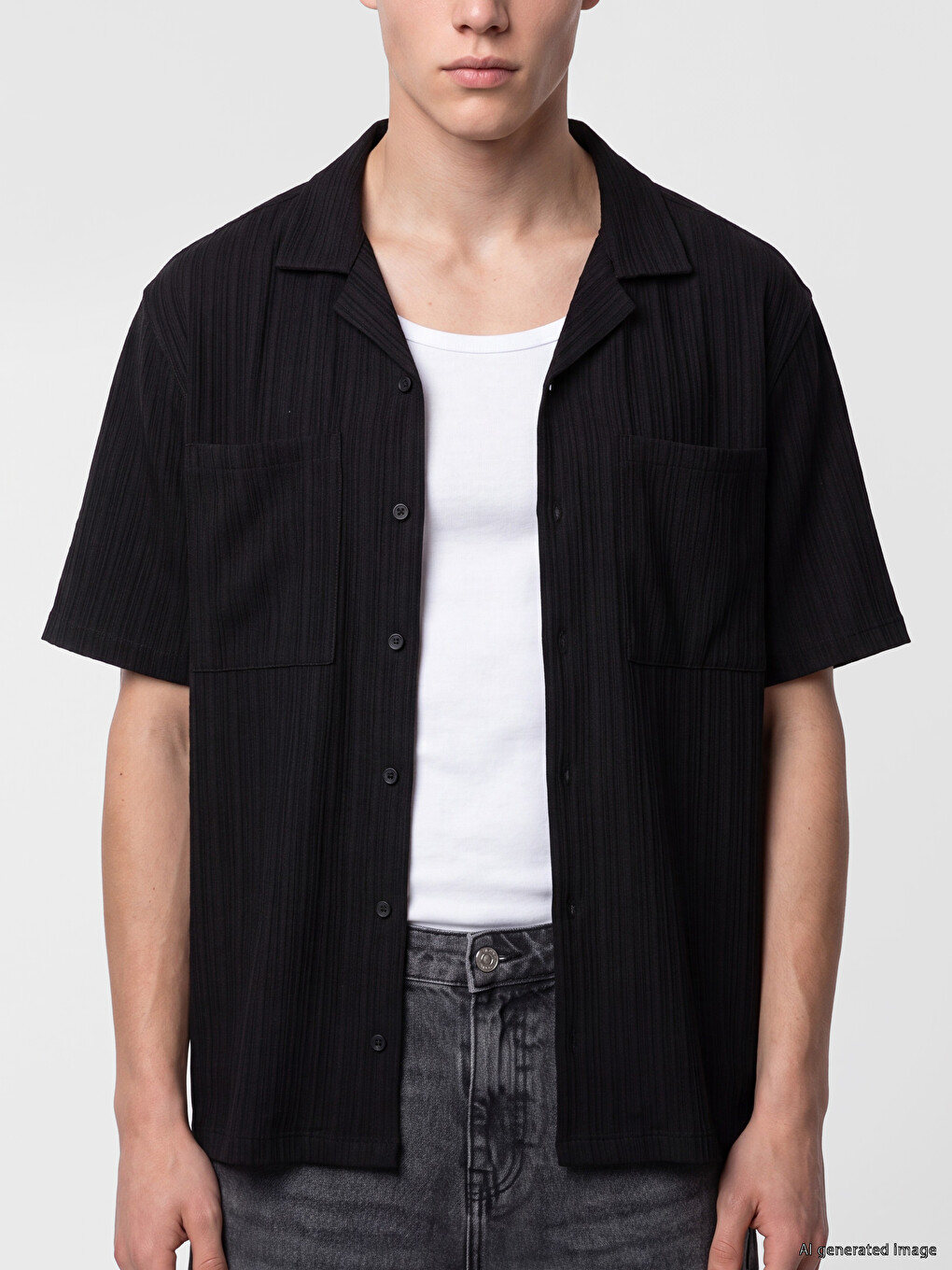 Regular Fit Crinkle Patterned Men's Shirt-2