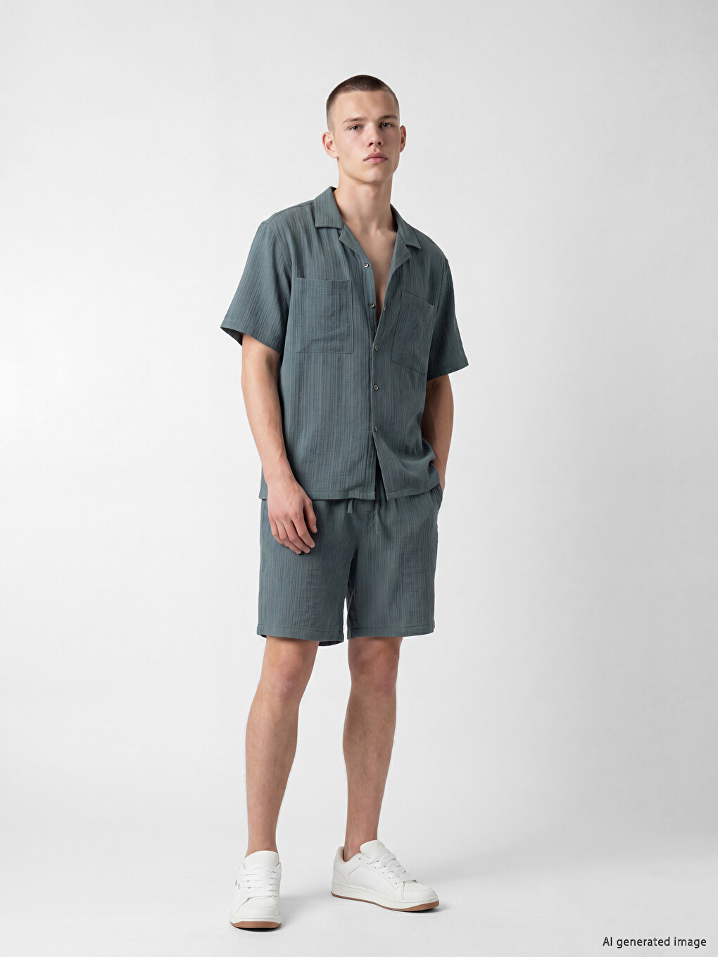 Regular Fit Camp Collar Crinkle Men's Shirt-1
