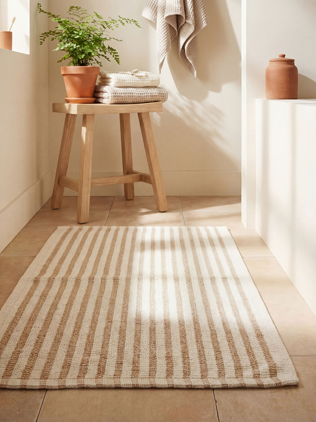Bej Çizgili Paspas 50x80 cm