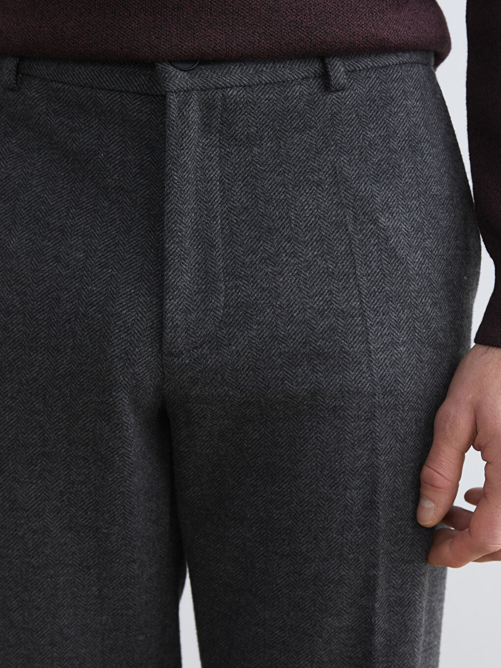 Antrasit Standart Kalıp Armürlü Erkek Pantolon-2