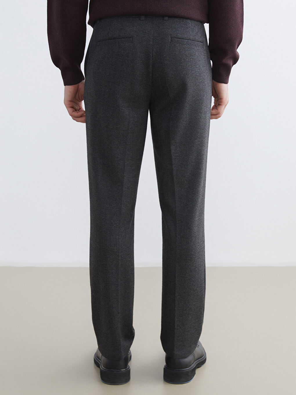 Antrasit Standart Kalıp Armürlü Erkek Pantolon-3