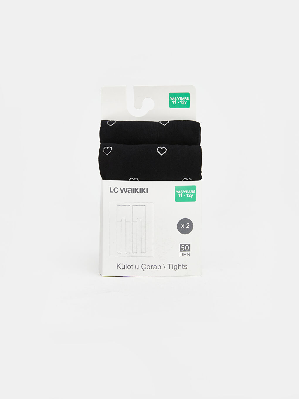 Siyah Desenli Kız Çocuk İnce Külotlu Çorap 2'li-4