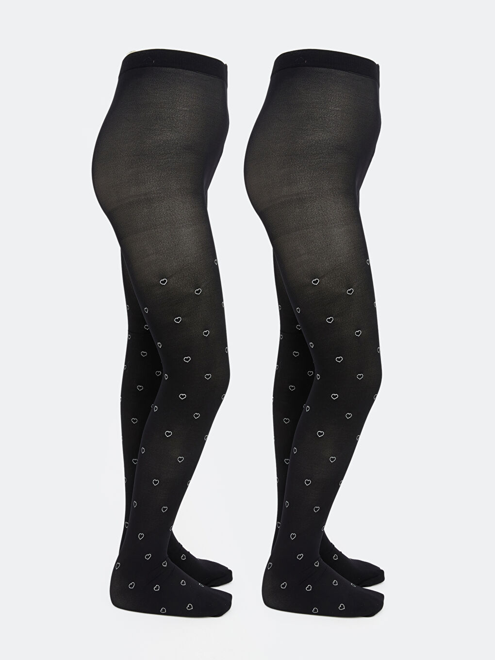 Siyah Desenli Kız Çocuk İnce Külotlu Çorap 2'li