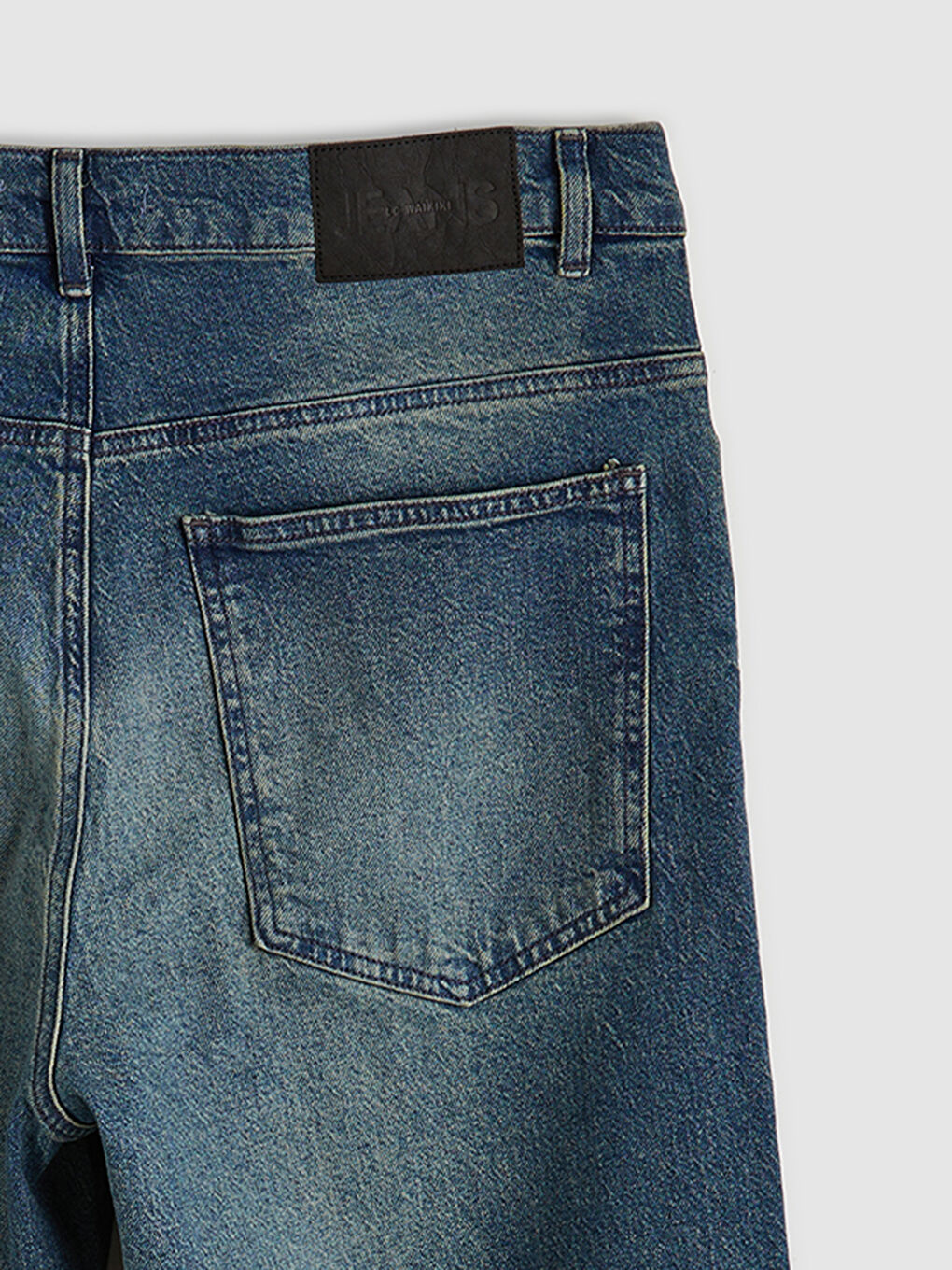 İndigo Regular Fit Yanları Düğmeli Erkek Jean Pantolon-1